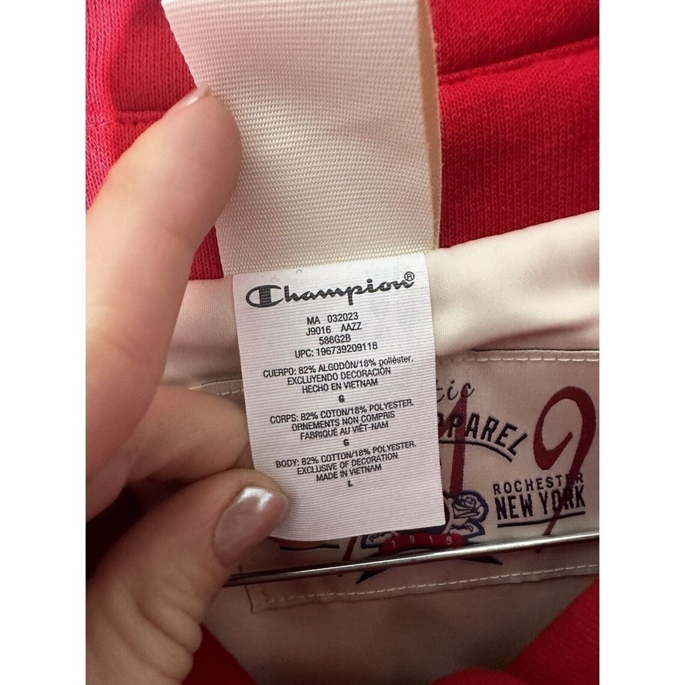 Champion Letterman Patch Jacket Joggers 2-Piece Set Rose Track Size Large Red - Picture 14 of 16